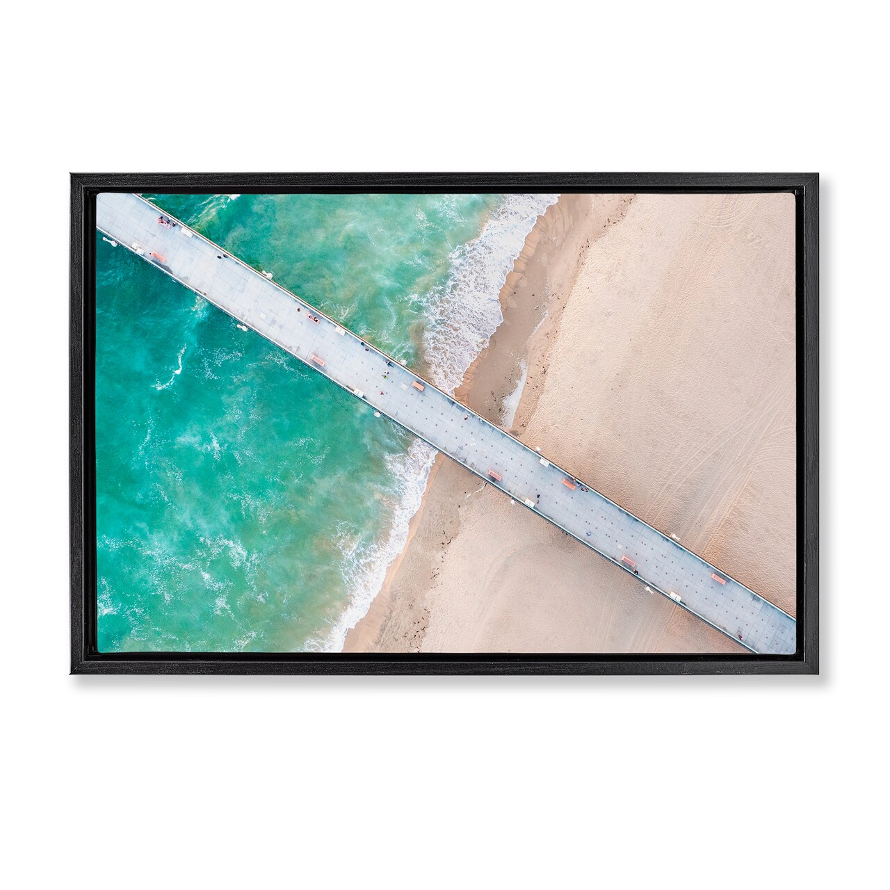 Stupell Industries Aerial View Pier Beach Floating Frame, design by Jeff Poe Photography